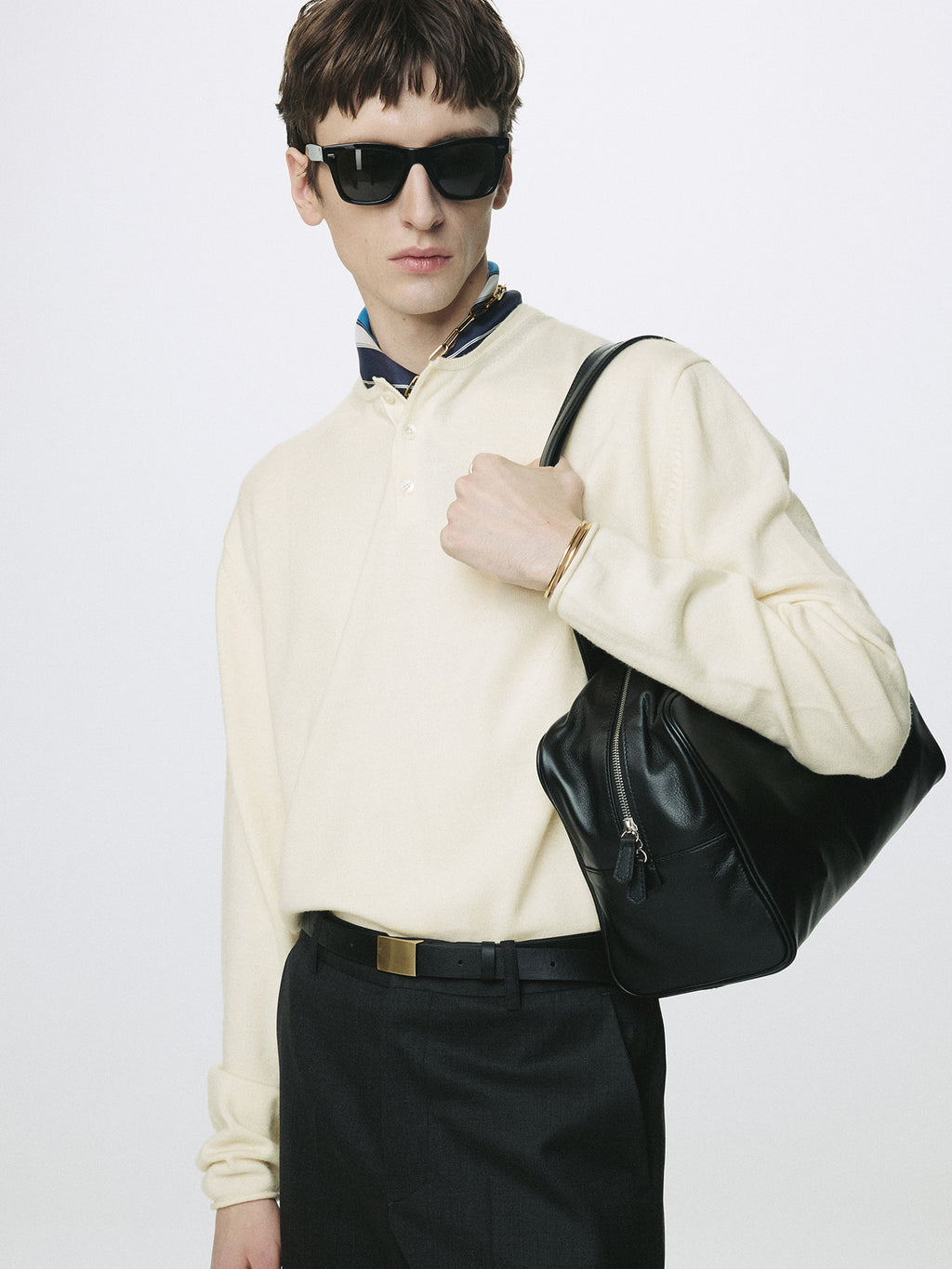 Tonywack - Extra Fine Wool Raw Hem Henley Neck Knit (Ecru) product image 6 | TRAB K-Fashion Australia