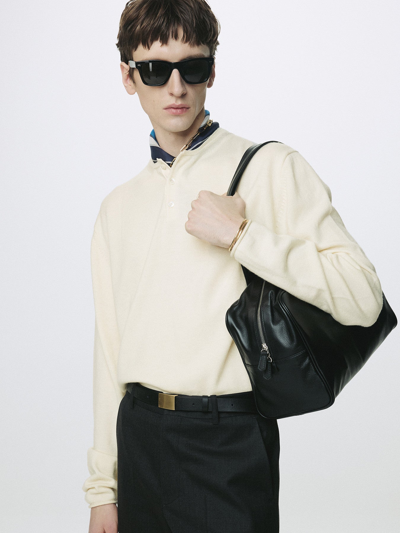 Tonywack - Extra Fine Wool Raw Hem Henley Neck Knit (Ecru) product image 6 | TRAB K-Fashion Australia