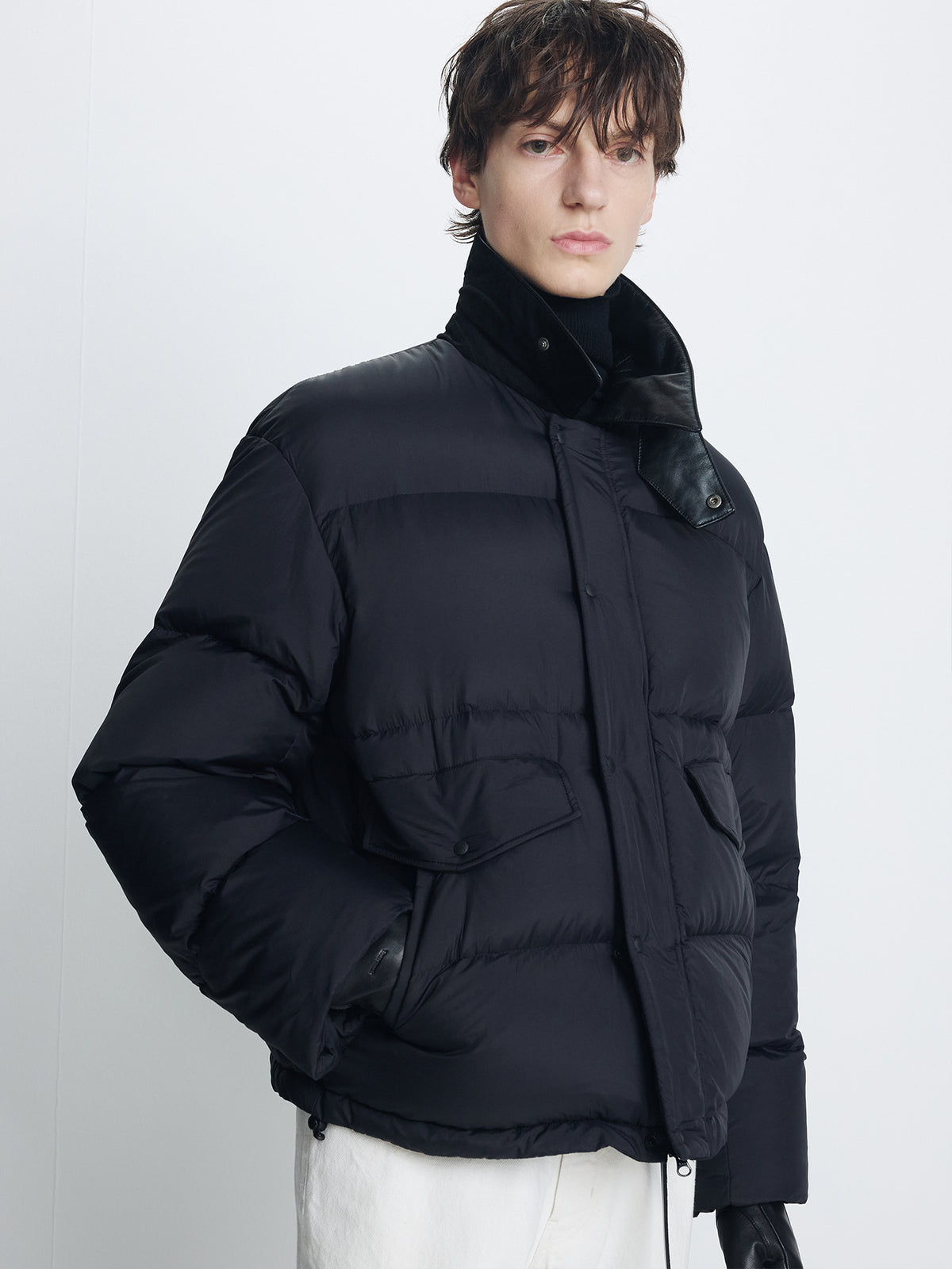 Tonywack - Leather Collar Down Puffer Blouson (Black) product image 4 | TRAB K-Fashion Australia