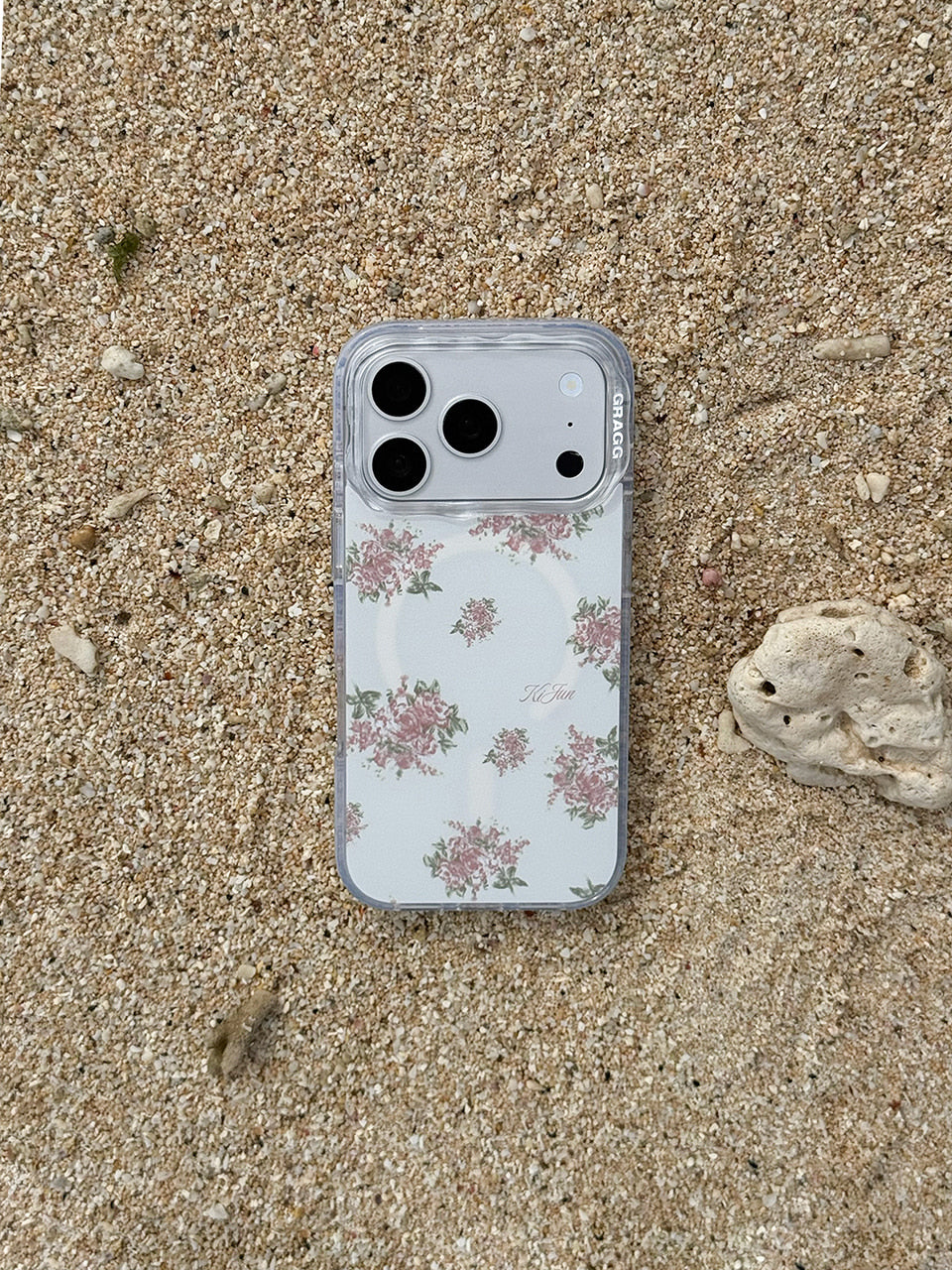 Kijun - MAGSAFE LAYERS FRAME CASE CLEAR SUNWASHED (Flower Cream) product image 1 | TRAB K-Fashion Australia