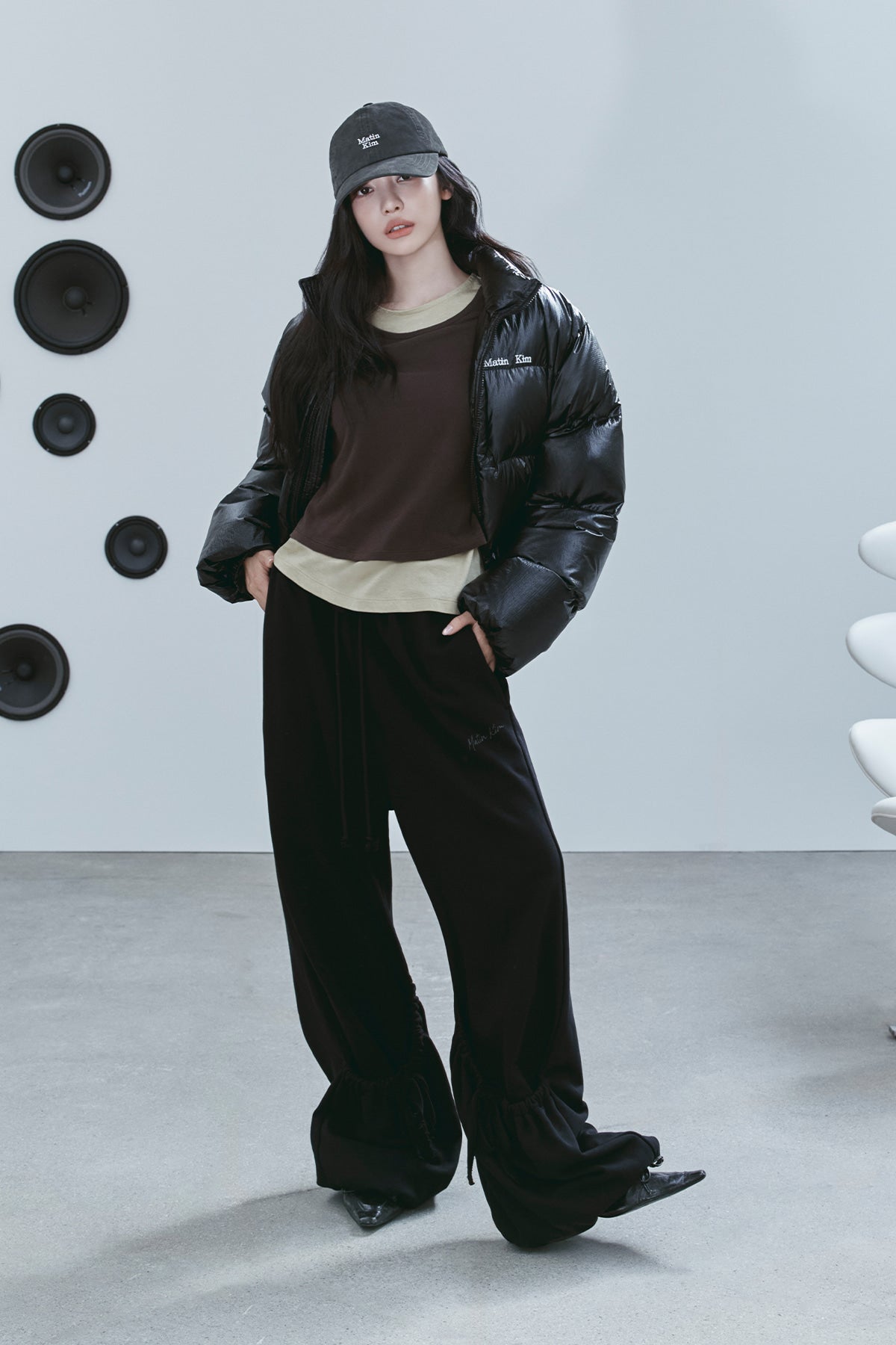 Matin Kim - Drawstring Point Sweatpants (Black) product image 1 | TRAB K-Fashion Australia