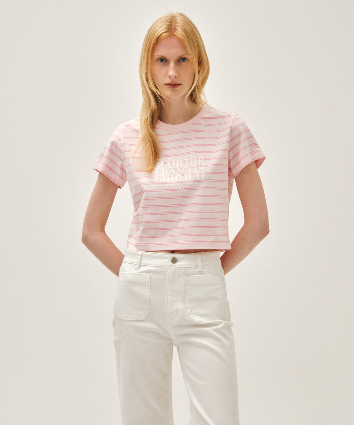 Marithe & Francois Girbaud - Classic Logo Crop Tee (Pink) product image 1 | TRAB K-Fashion Australia