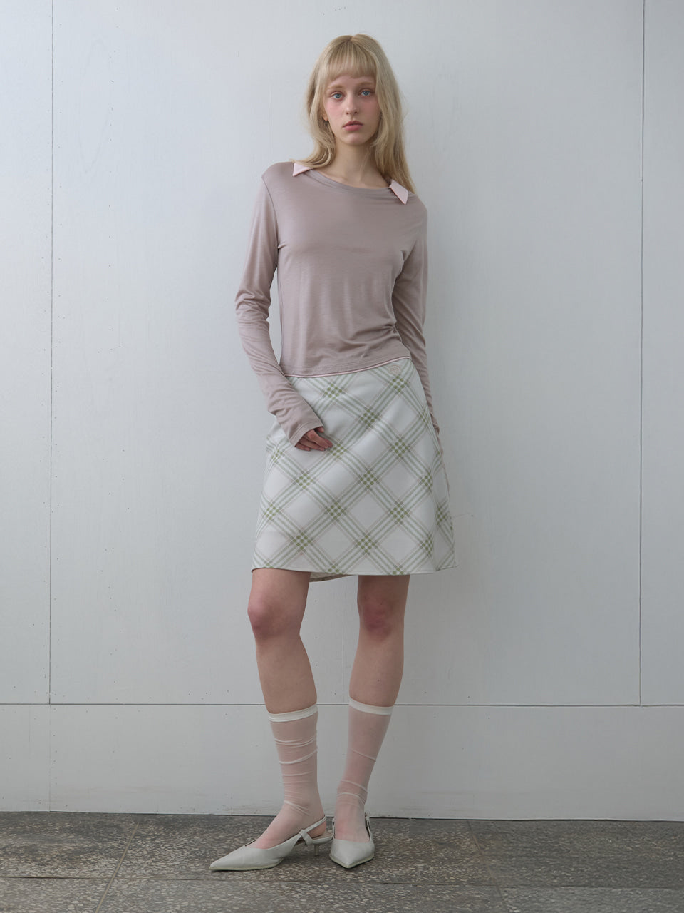 Kijun - Collar Jersey Top (Beige) product image 4 | TRAB K-Fashion Australia