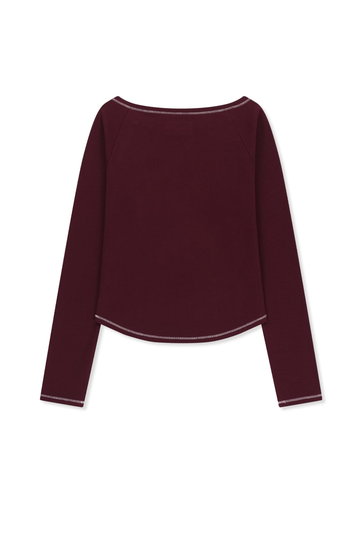 Matin Kim - Logo Applique Button Detail Raglan Top (Wine) product image 2 | TRAB K-Fashion Australia