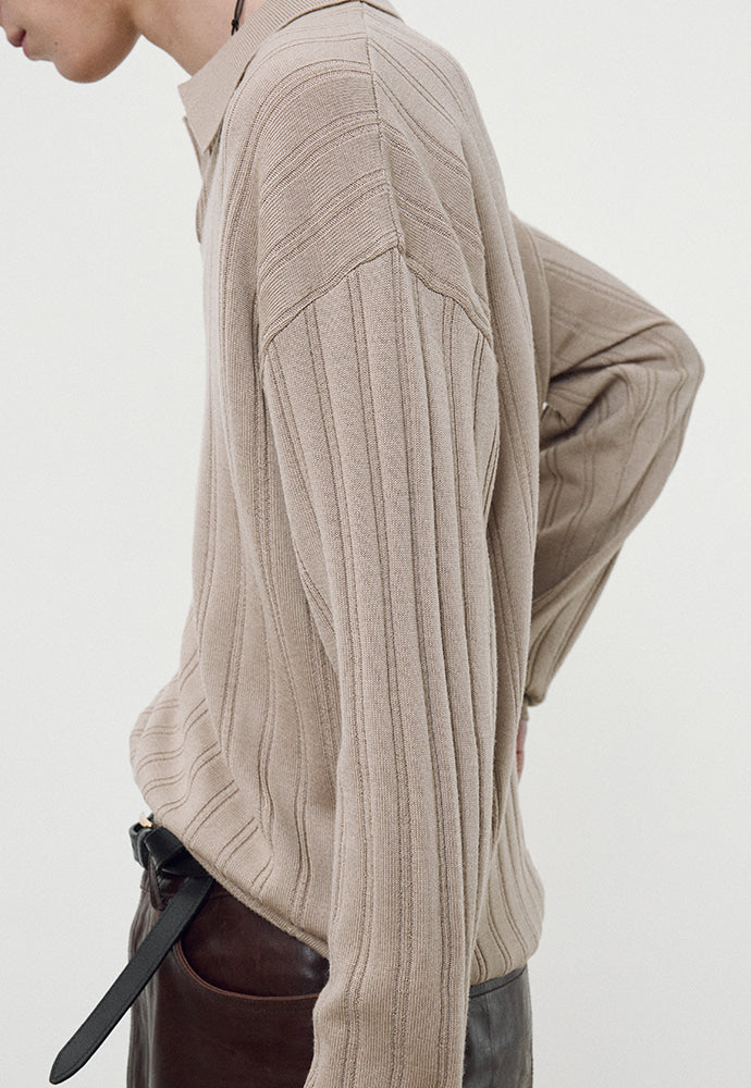 Tonywack - Merino Wool Open Collar Sweater (French Beige) product image 5 | TRAB K-Fashion Australia