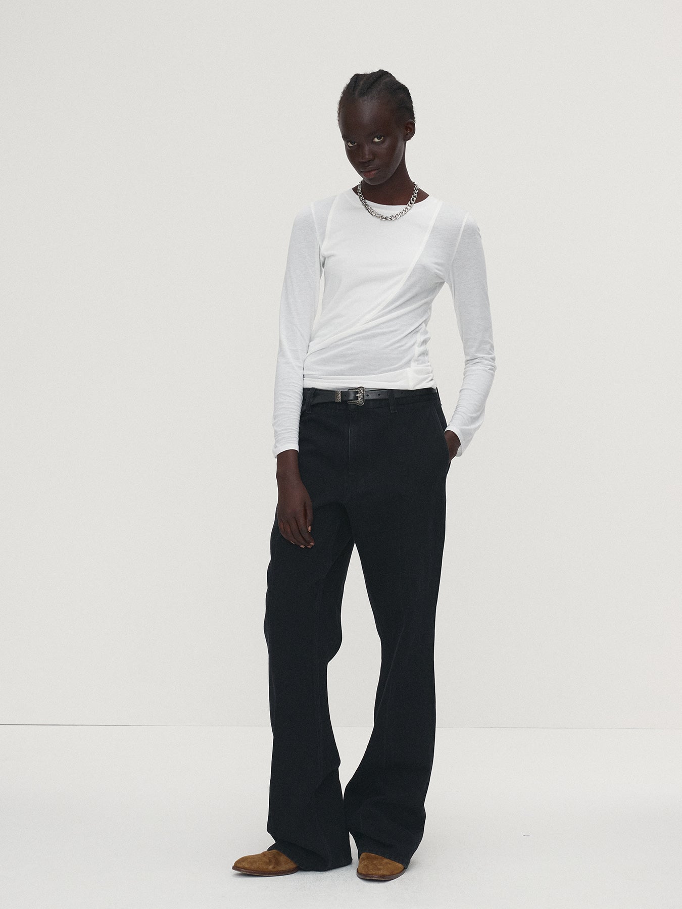 Tonywack - Cotton Modal Cut-Out Long Sleeve (White) product image 3 | TRAB K-Fashion Australia