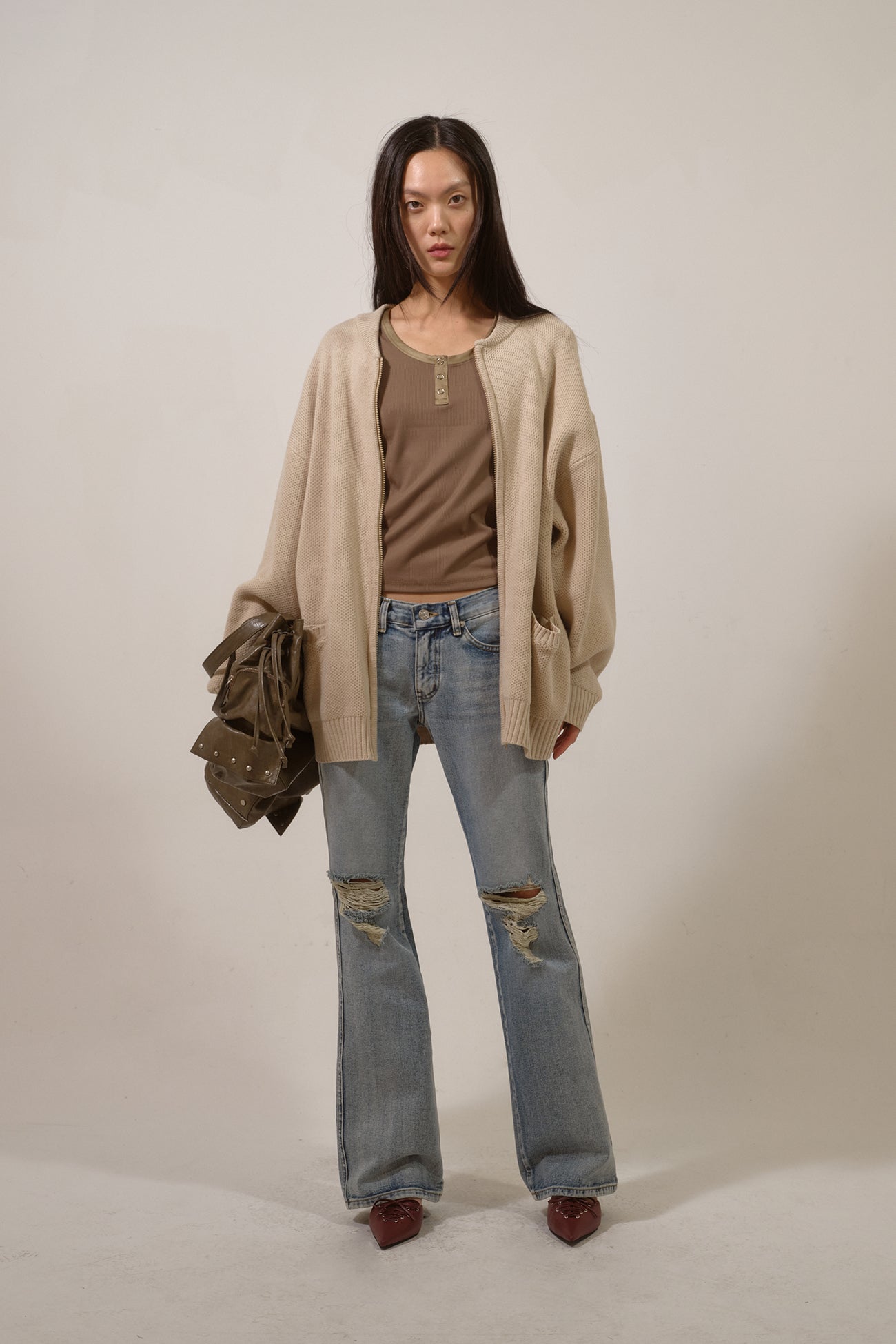 Deinet - Ripped Damage Boots Cut Denim (Blue) product image 6 | TRAB K-Fashion Australia