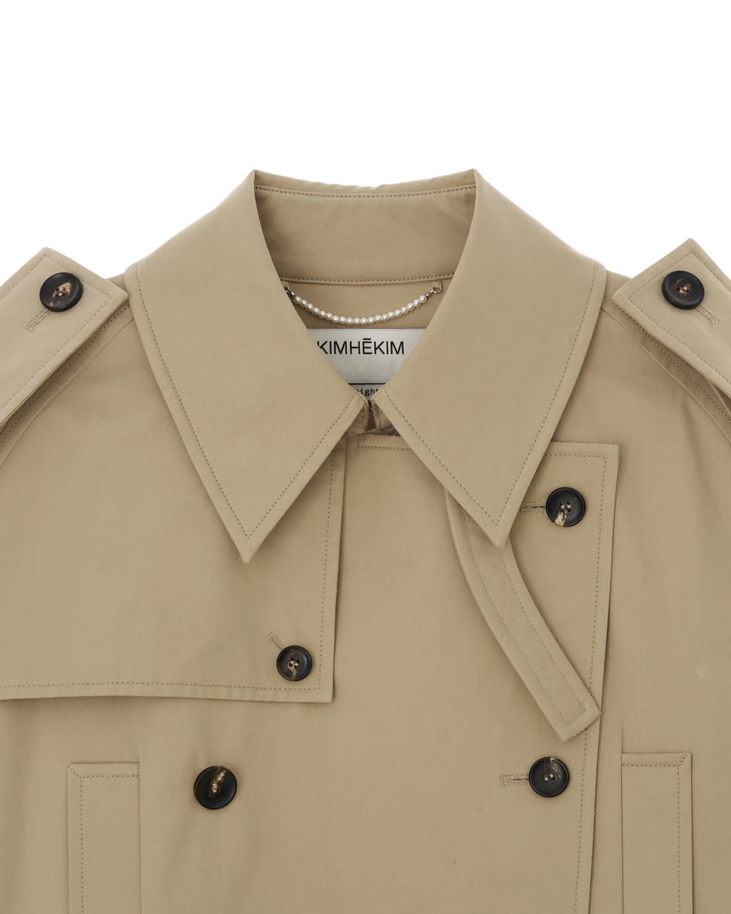 Kimhe Kim - Belted Crop Double Trench Jacket (Beige) product image 8 | TRAB K-Fashion Australia