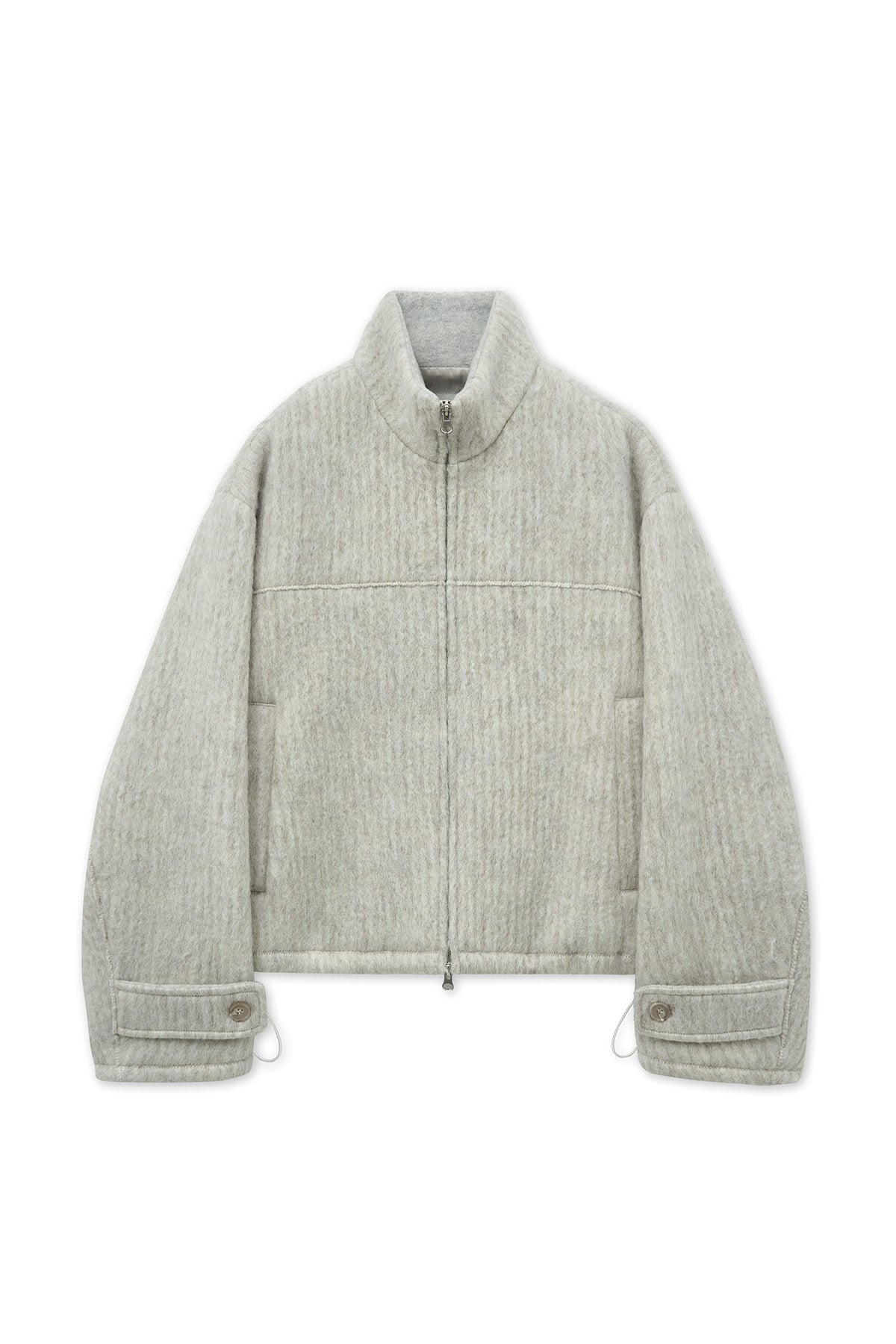 Matin Kim - Hairy High Neck Zip Up Jumper (Light Beige) product image 2 | TRAB K-Fashion Australia