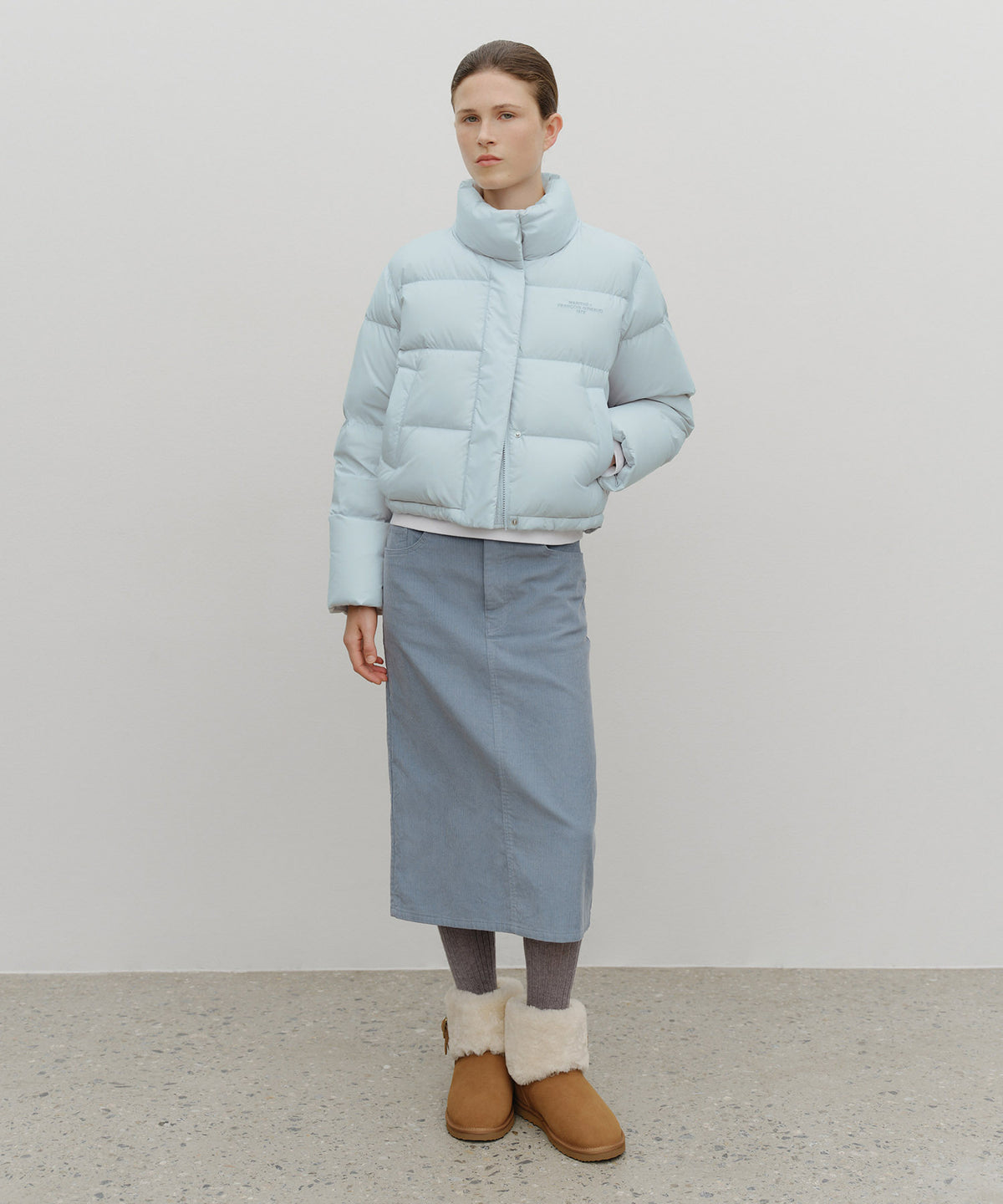 Marithe & Francois Girbaud - Basic Crop Down Jacket (Mint Gray) product image 5 | TRAB K-Fashion Australia