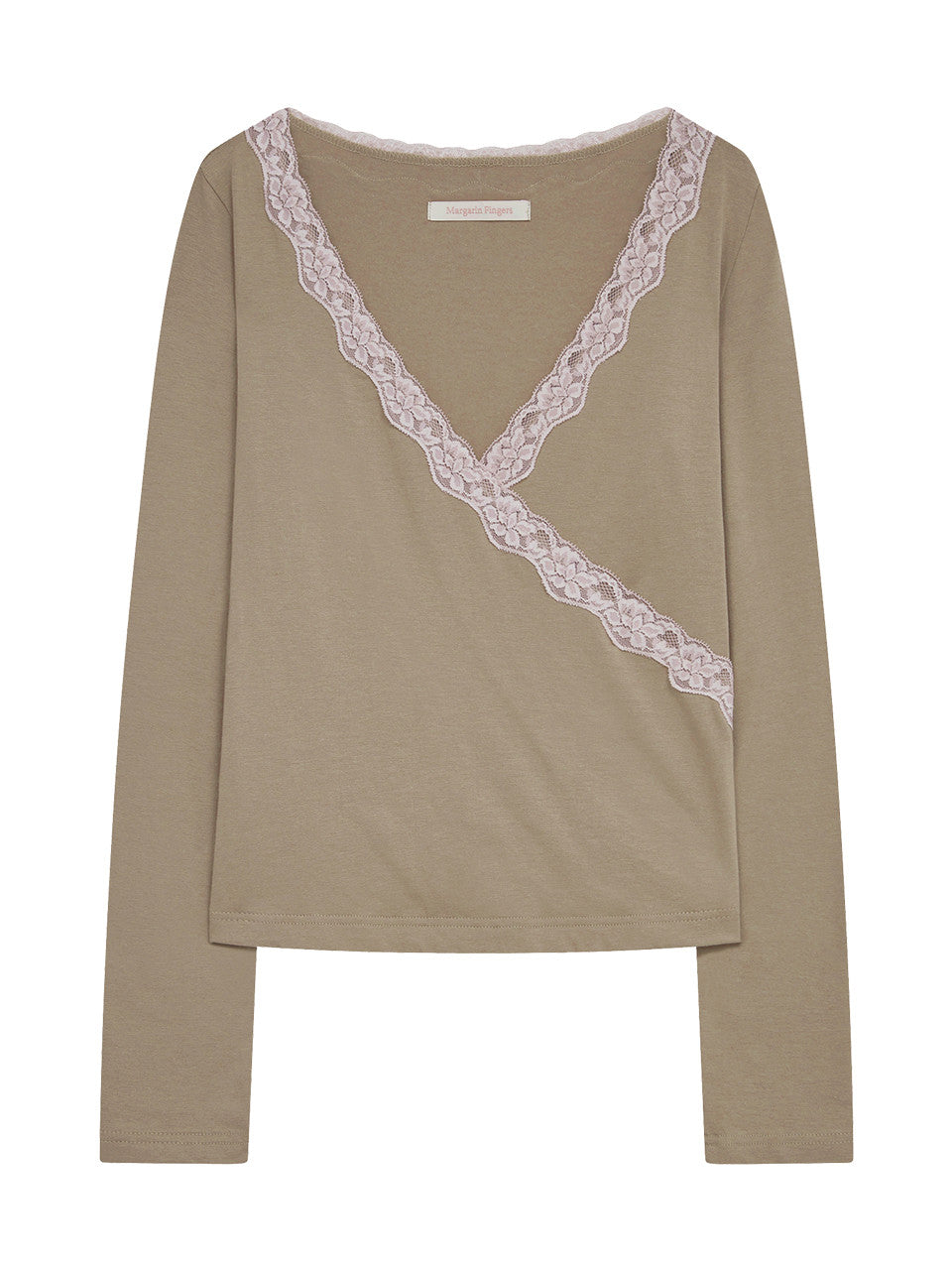 Margarin Fingers - V-Neck Wrap T-Shirt (Brown) product image 2 | TRAB K-Fashion Australia