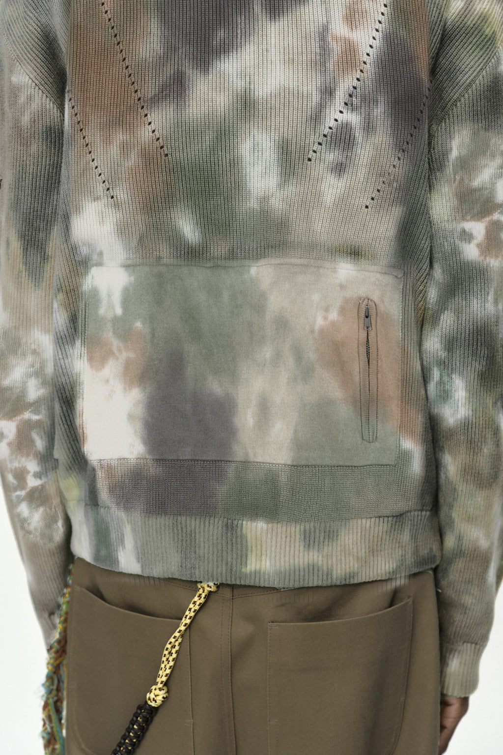 Andersson Bell - Multi-Dyed Knit Zip-Up Sweater (Green/Beige) product image 7 | TRAB K-Fashion Australia