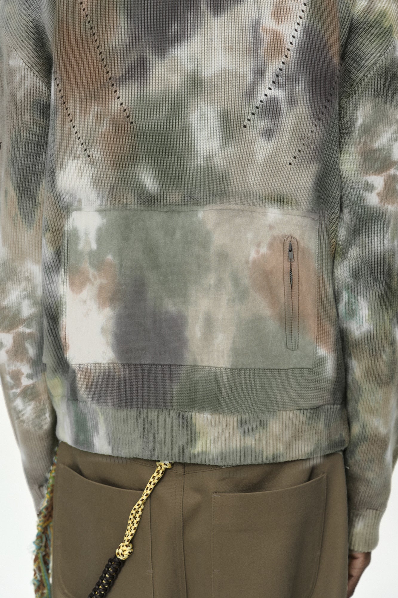 Andersson Bell - Multi-Dyed Knit Zip-Up Sweater (Green/Beige) product image 7 | TRAB K-Fashion Australia