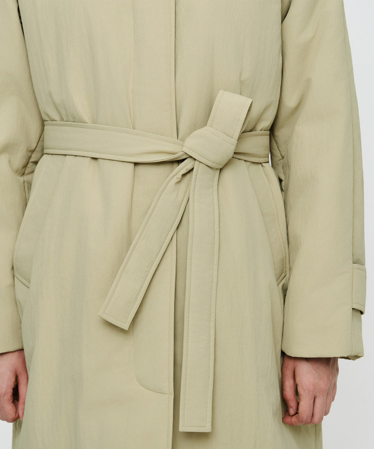 Marithe & Francois Girbaud - Waist Belt Long Padded Jacket (Beige) product image 6 | TRAB K-Fashion Australia