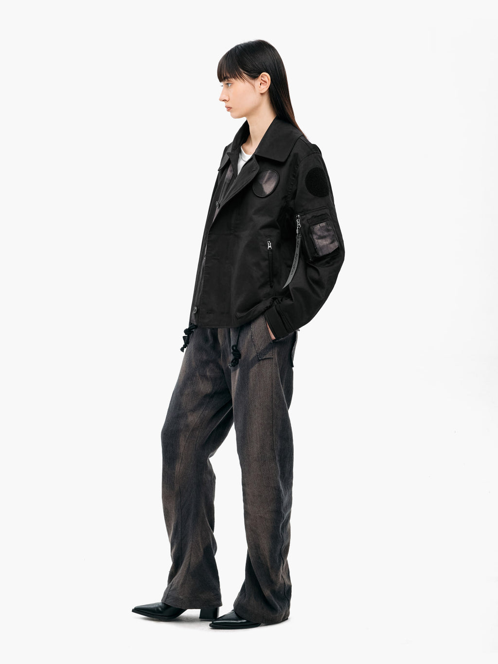 Jiyong Kim - Sun-Bleached Wide Collar Jacket (Black) product image 5 | TRAB K-Fashion Australia