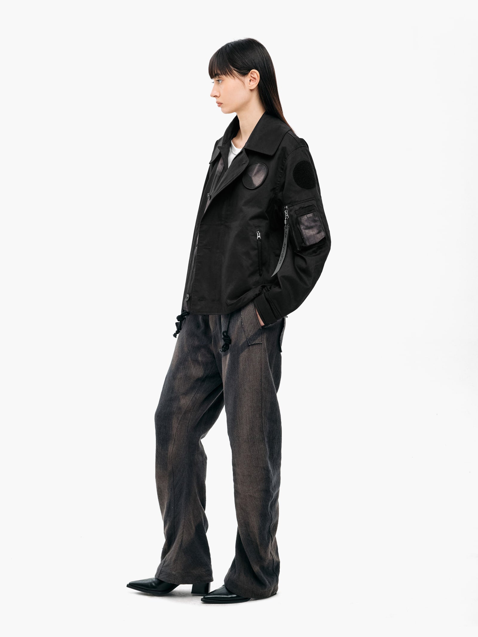 Jiyong Kim - Sun-Bleached Wide Collar Jacket (Black) product image 5 | TRAB K-Fashion Australia
