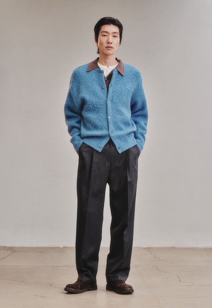 Art if acts - Alpaca Round Neck Cardigan (Dark Blue) product image 2 | TRAB K-Fashion Australia
