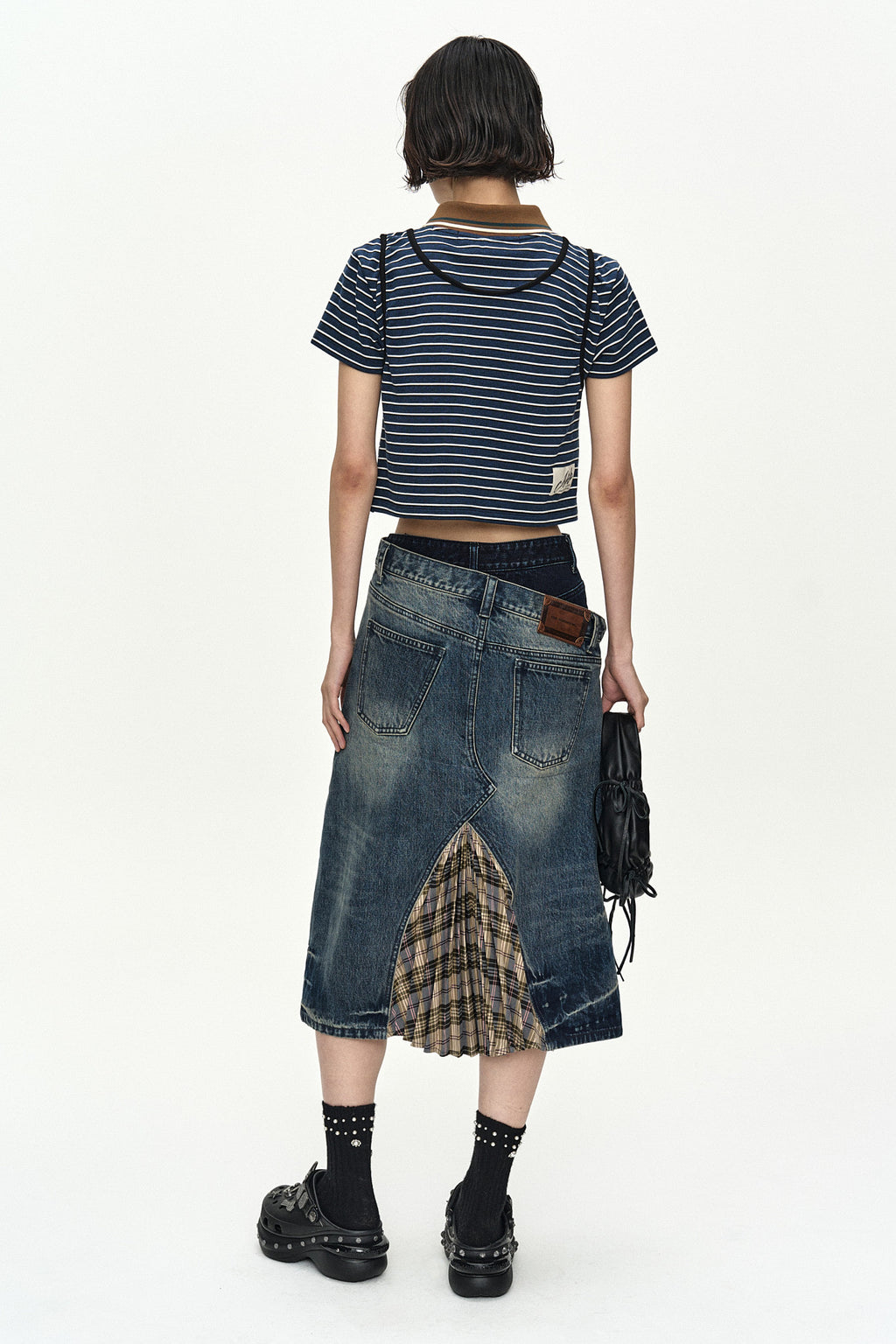 Andersson Bell - Shirring Binding Stripe Collar Top (Blue) product image 3 | TRAB K-Fashion Australia