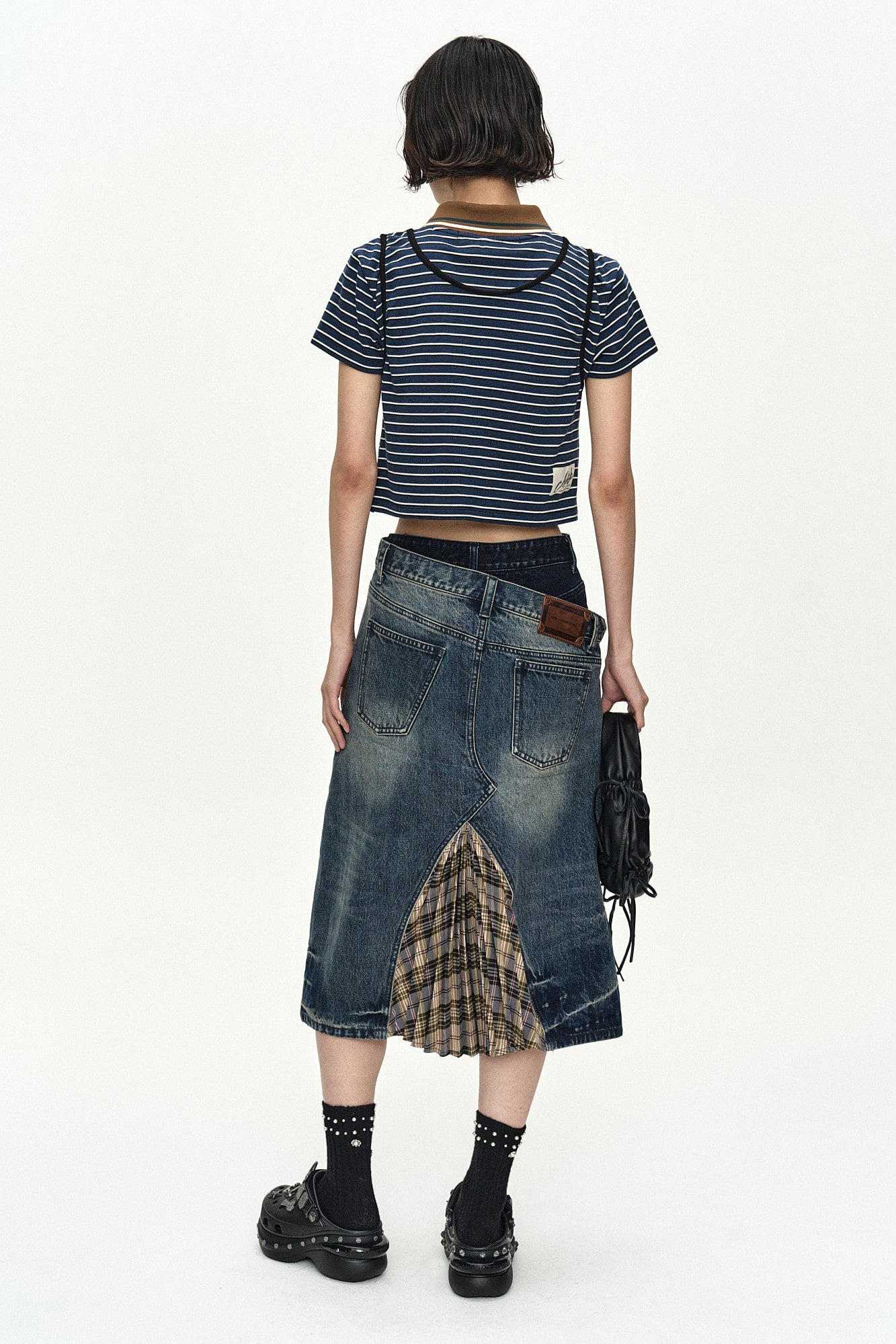 Andersson Bell - Shirring Binding Stripe Collar Top (Blue) product image 3 | TRAB K-Fashion Australia