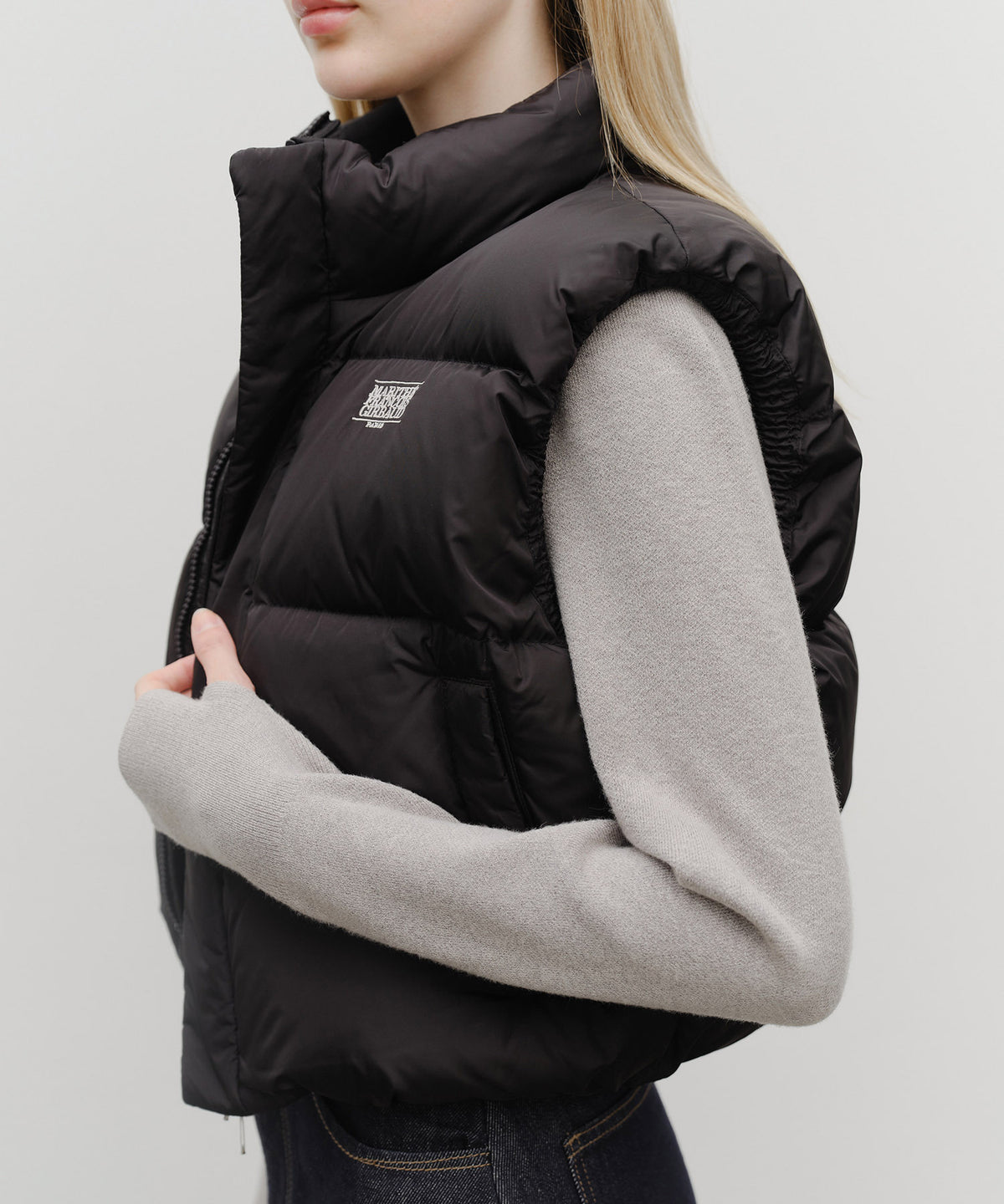 Marithe & Francois Girbaud - Classic Logo Crop Down Vest (Black) product image 4 | TRAB K-Fashion Australia