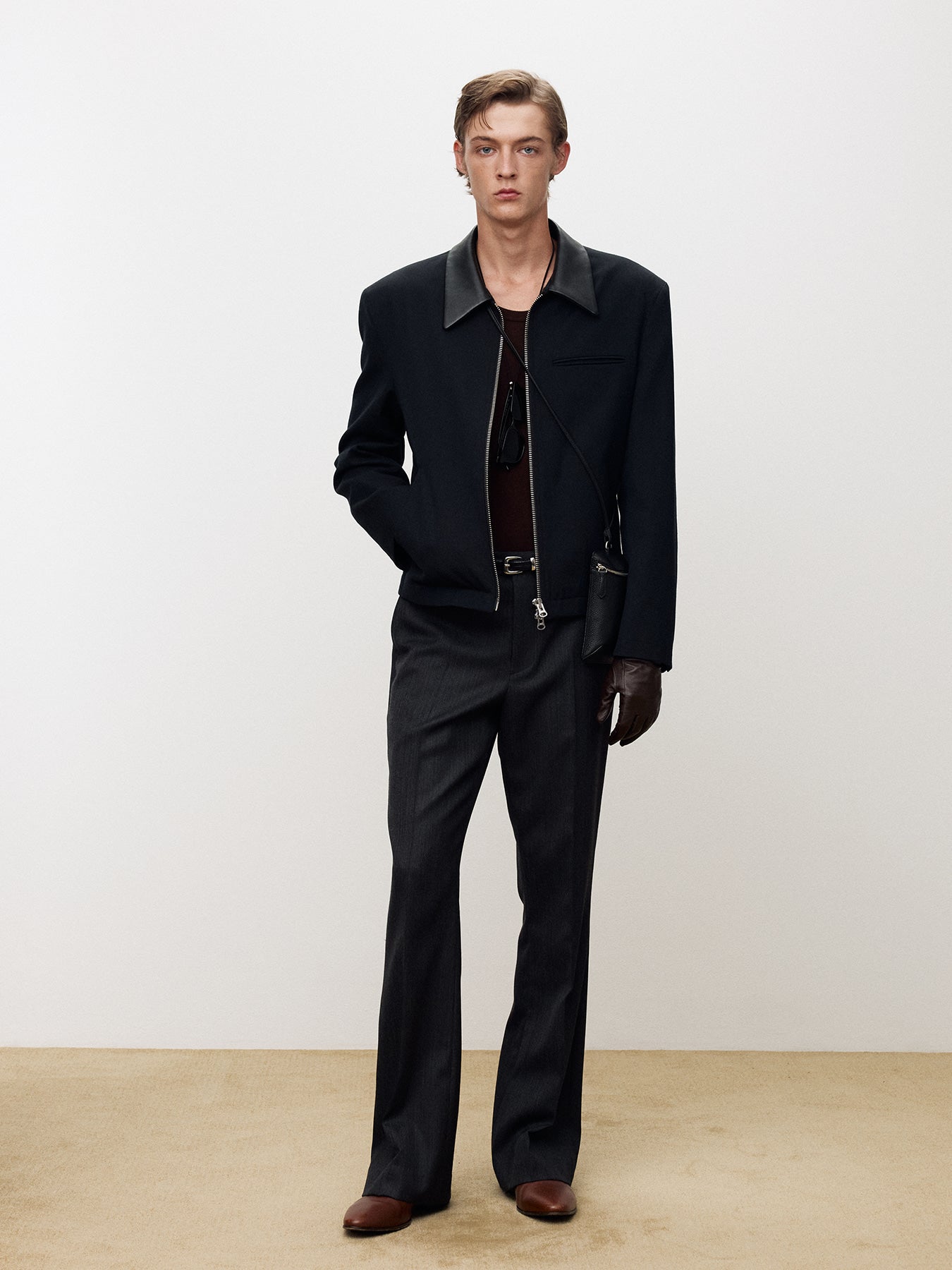 Tonywack - Virgin Wool Stripe Flared Trouser (Grey/Black) product image 4 | TRAB K-Fashion Australia