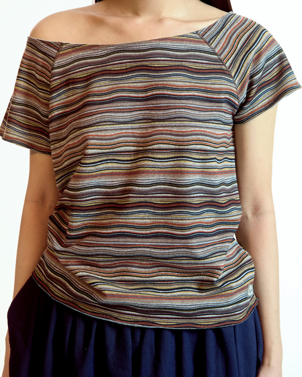 Coyseio - Wave Stripe Knit T-Shirt (Brown) product image 6 | TRAB K-Fashion Australia