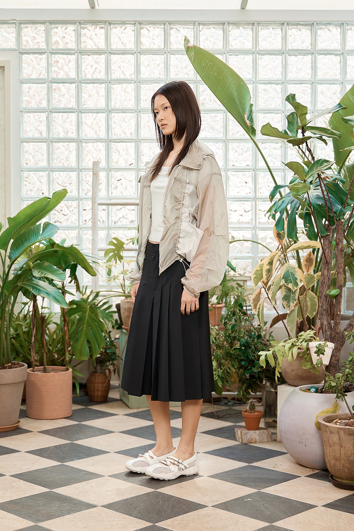 Matin Kim - Hoody Point Crop Light Windbreaker (Light Beige) product image 8 | TRAB K-Fashion Australia