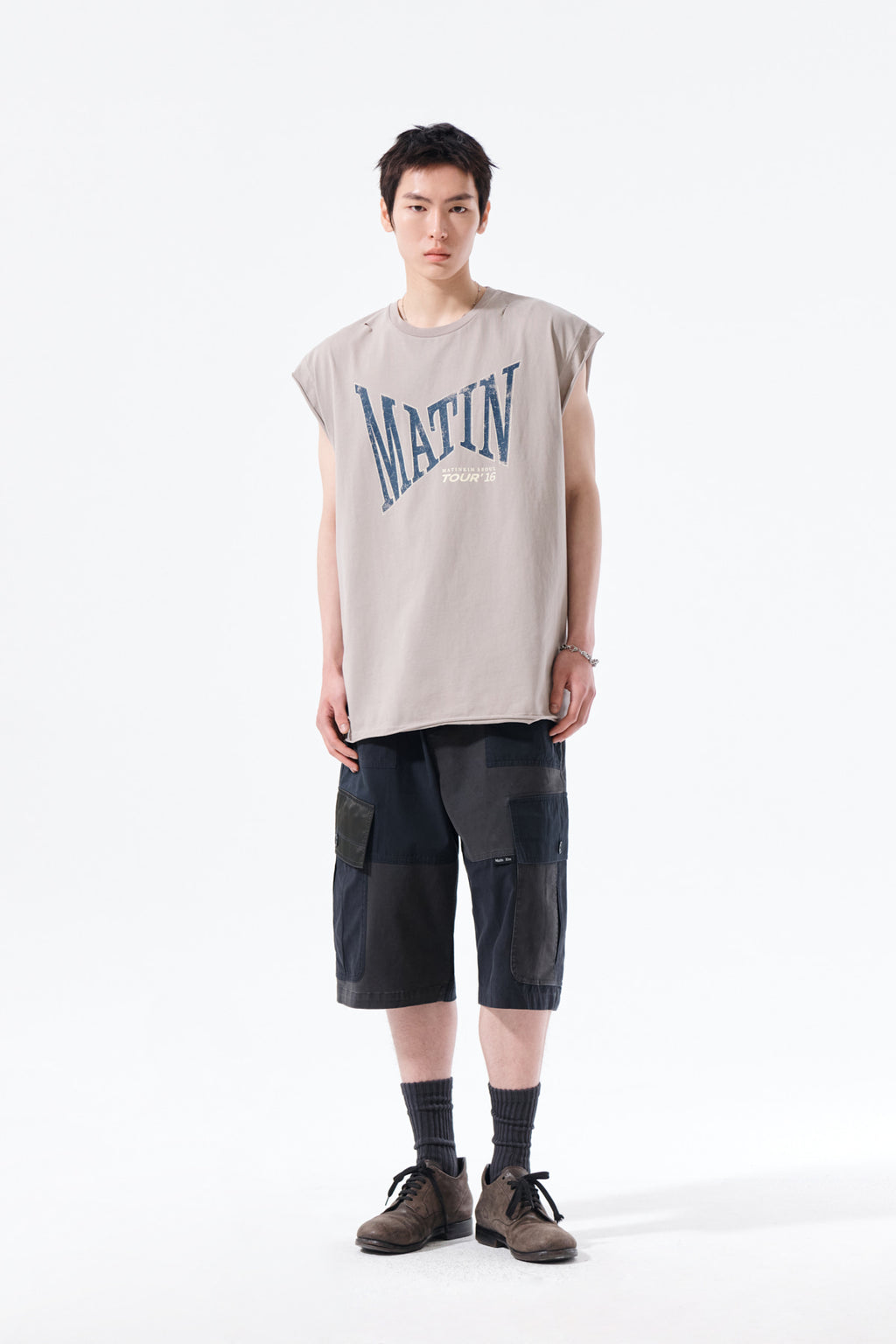 Matin Kim - Raw Edge Cut Out Sleeveless Top (Beige) product image 8 | TRAB K-Fashion Australia