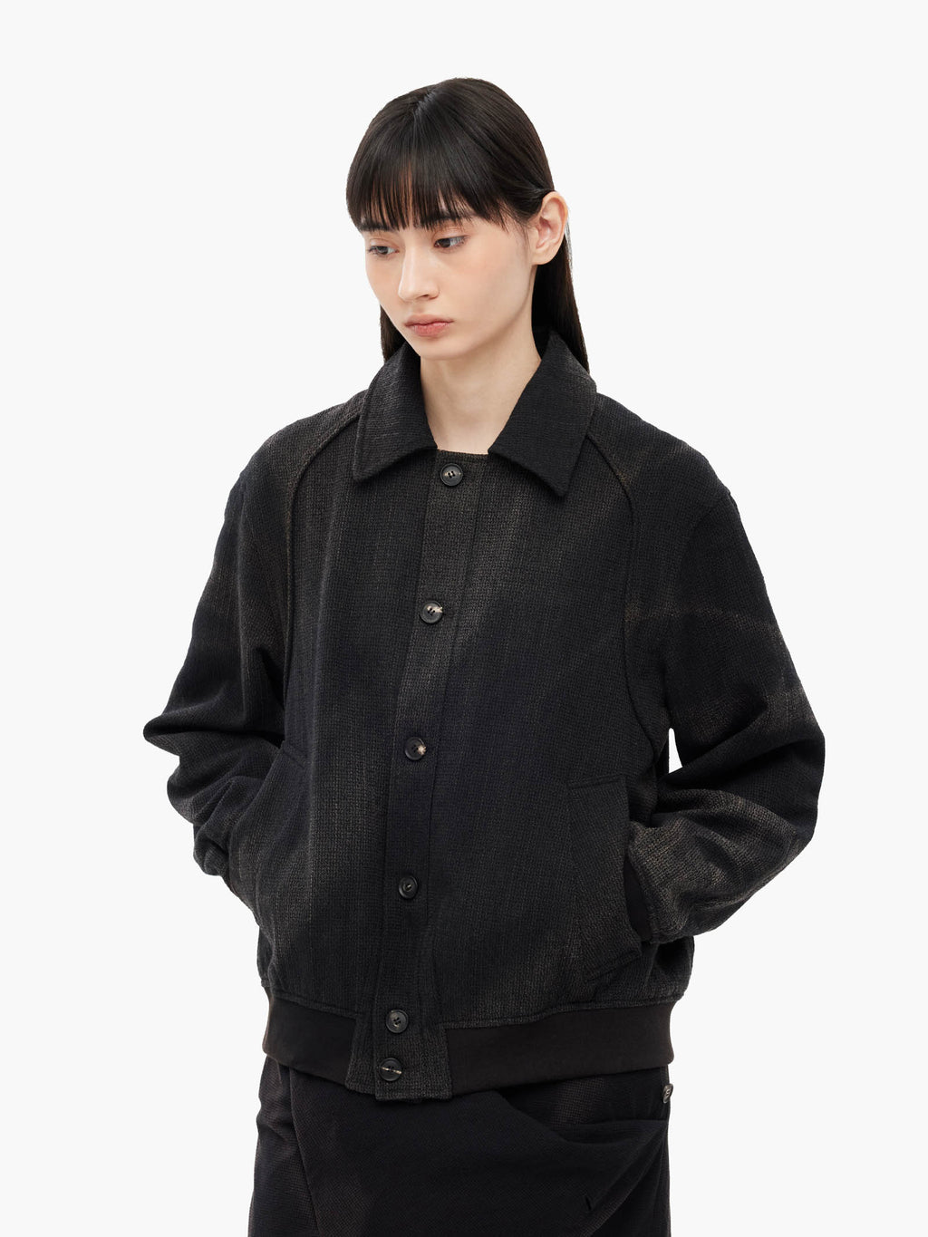 Jiyong Kim - Sun-Bleached Ribbed Blouson (Black) product image 6 | TRAB K-Fashion Australia