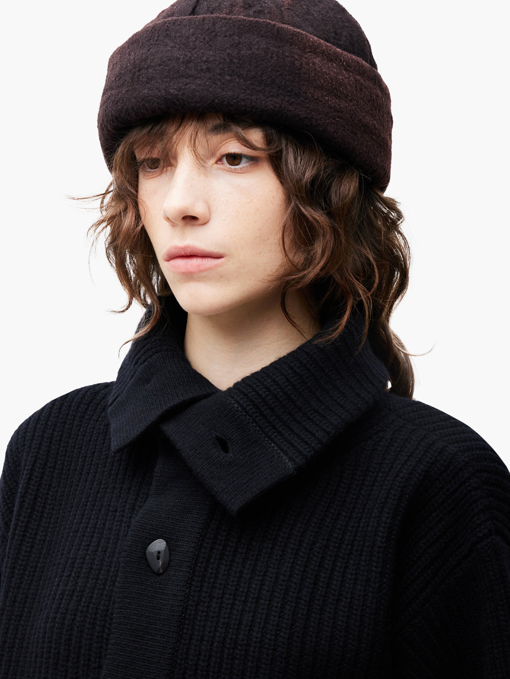 Jiyong Kim - Sun-Bleached Wide Collar Knit Cardigan (Black) product image 7 | TRAB K-Fashion Australia