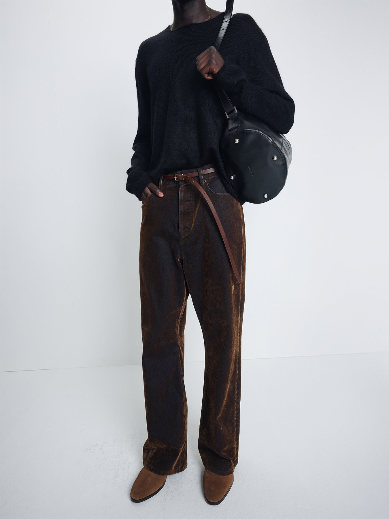 Tonywack - Flocked Denim Loose Flared Pants (Brown) product image 5 | TRAB K-Fashion Australia