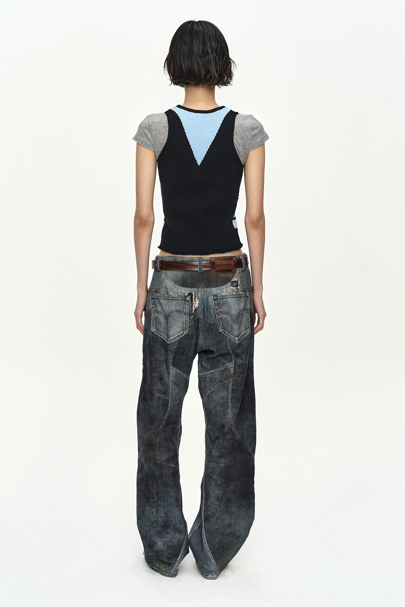 Andersson Bell - Stripe Open Knit Vest (Blue/Black) product image 9 | TRAB K-Fashion Australia