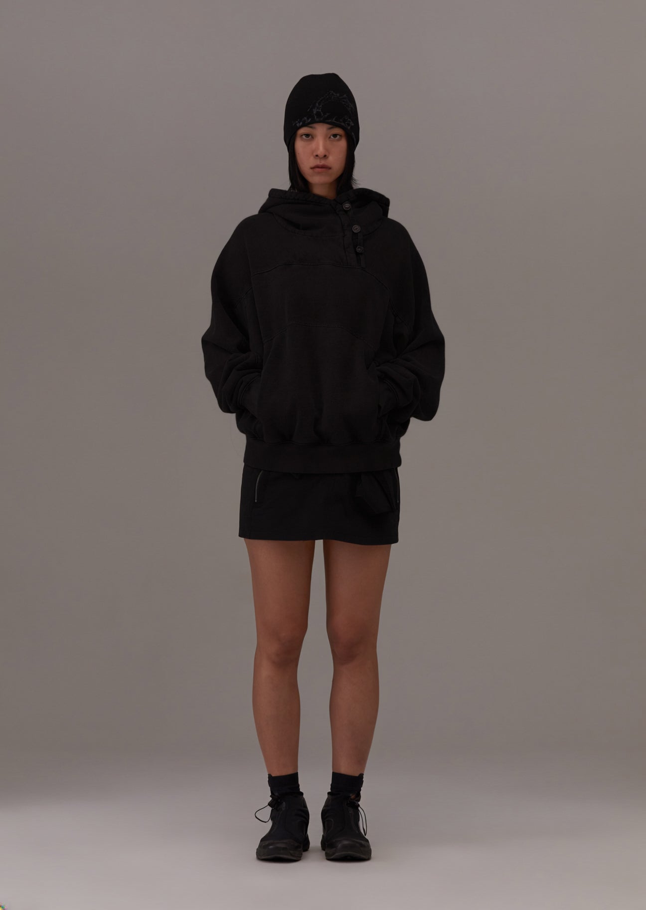 Hyein Seo - Button Hoodie (Black) product image 1 | TRAB K-Fashion Australia