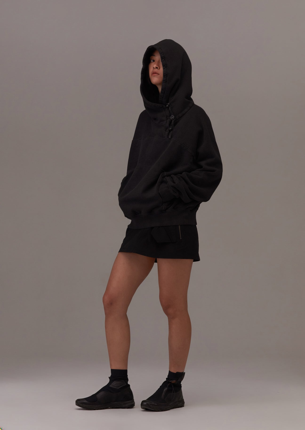 Hyein Seo - Button Hoodie (Black) product image 4 | TRAB K-Fashion Australia