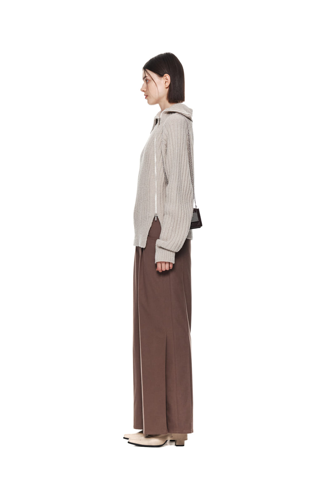 Matin Kim - Side Pleats Trouser (Brown) product image 6 | TRAB K-Fashion Australia