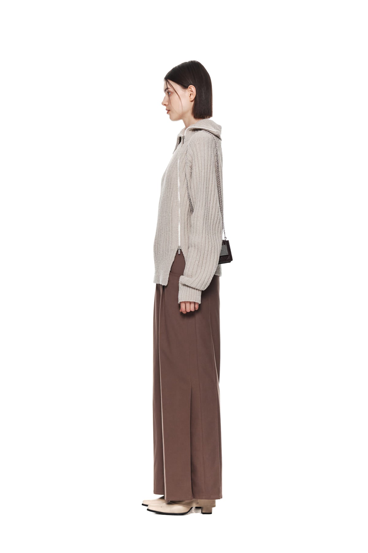 Matin Kim - Side Pleats Trouser (Brown) product image 6 | TRAB K-Fashion Australia