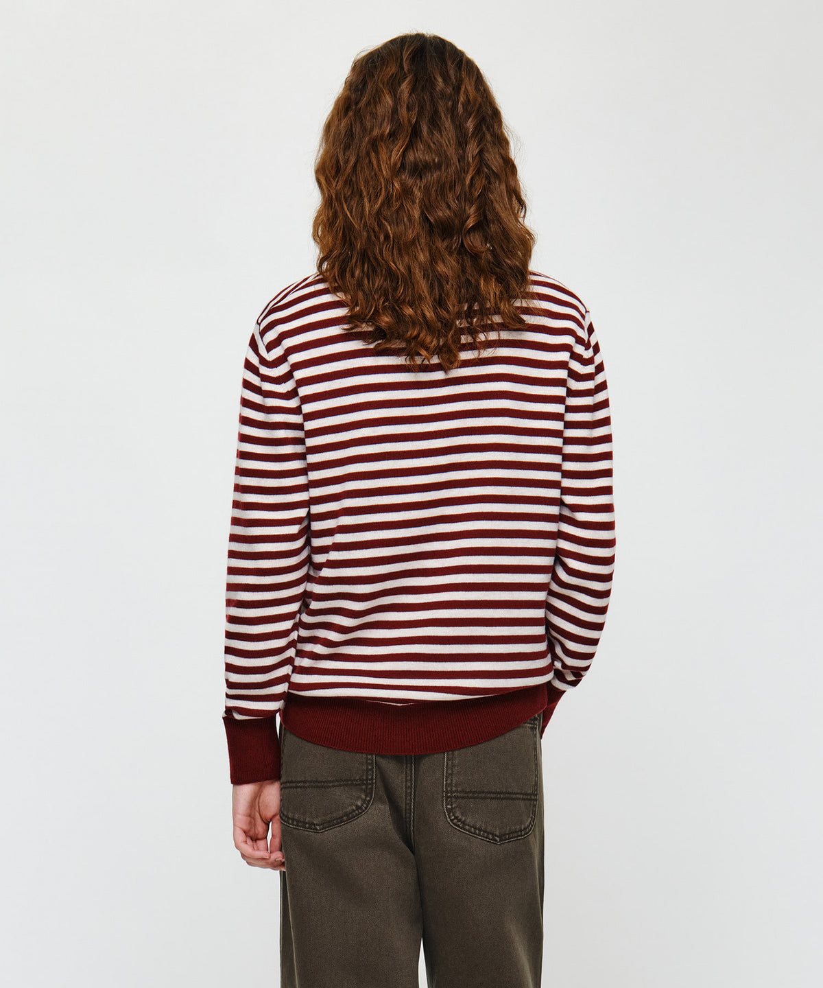 Marithe & Francois Girbaud - Micro Classic Logo V-neck Knit (Burgundy) product image 2 | TRAB K-Fashion Australia