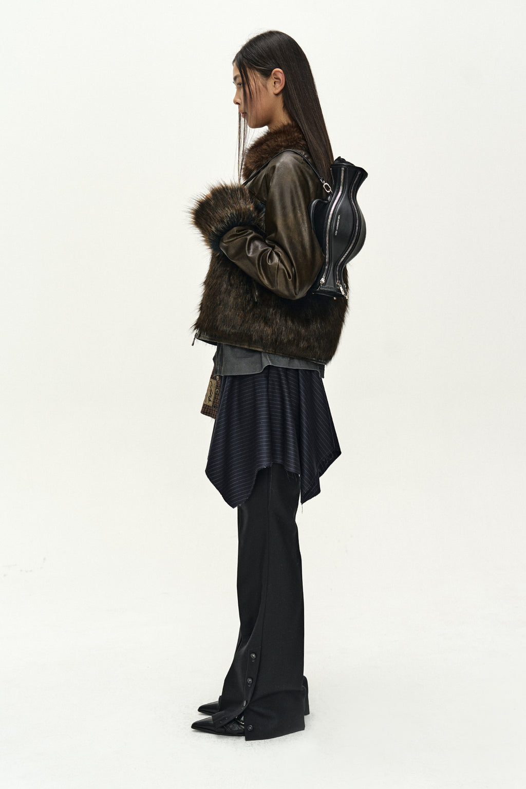 Andersson Bell - Asymmetric Wrap Skirt-Layered Bootcut Trousers (navy/black) (Navy/Black) product image 3 | TRAB K-Fashion Australia