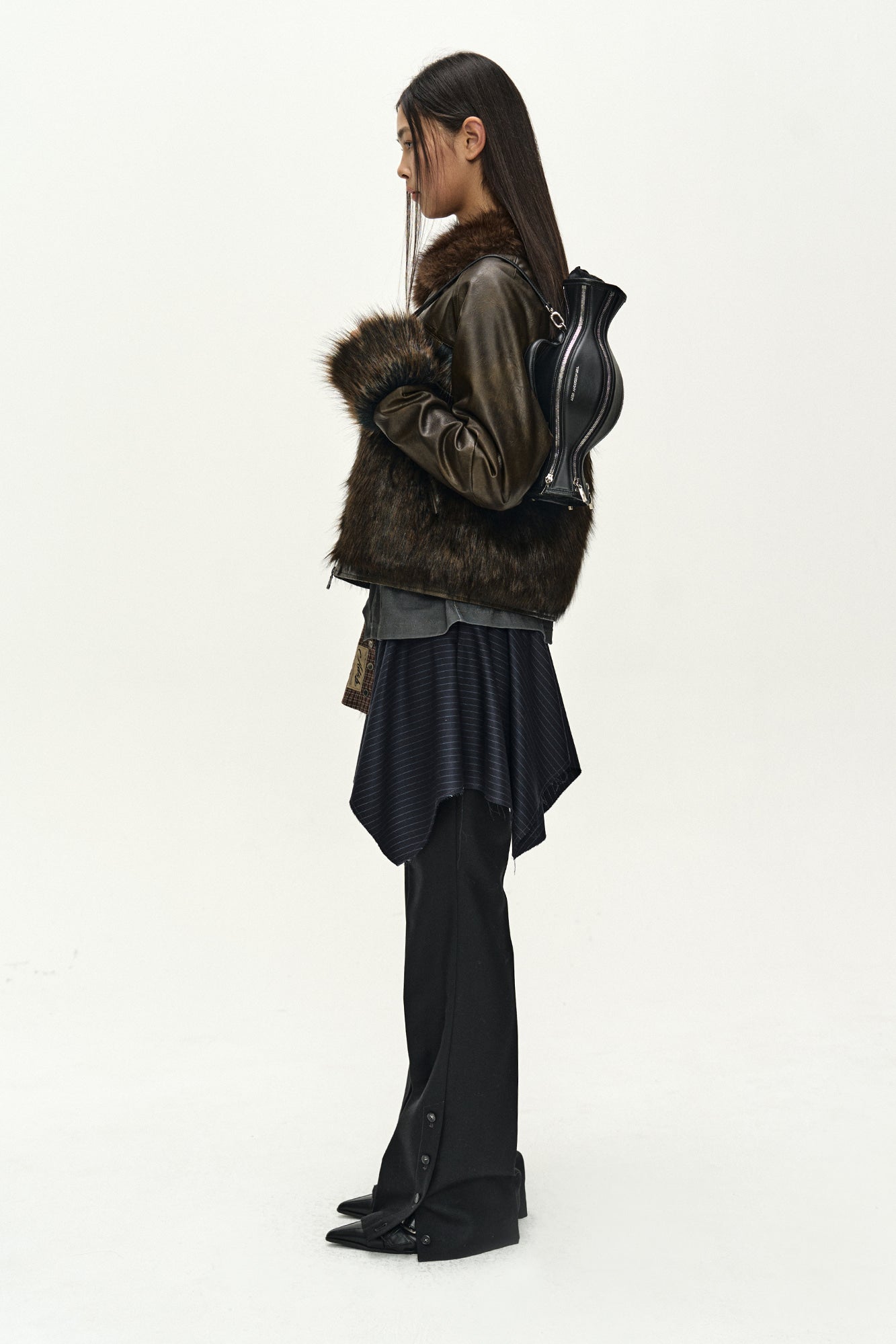 Andersson Bell - Asymmetric Wrap Skirt-Layered Bootcut Trousers (navy/black) (Navy/Black) product image 3 | TRAB K-Fashion Australia