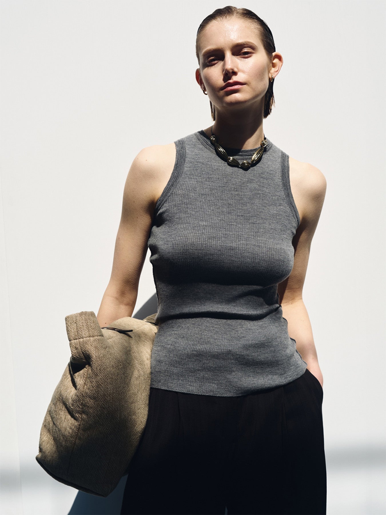 Tonywack - Wool Cashmere Ribbed Tank Top (Dark Grey) product image 1 | TRAB K-Fashion Australia