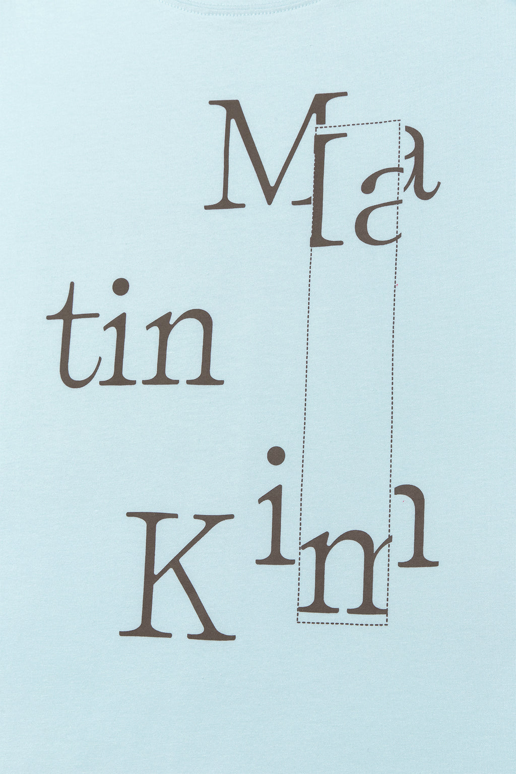 Matin Kim - Patchwork Graphic Printing Logo Top (Light Blue) product image 4 | TRAB K-Fashion Australia