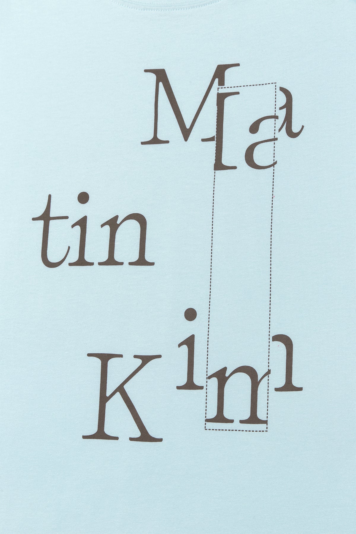 Matin Kim - Patchwork Graphic Printing Logo Top (Light Blue) product image 4 | TRAB K-Fashion Australia