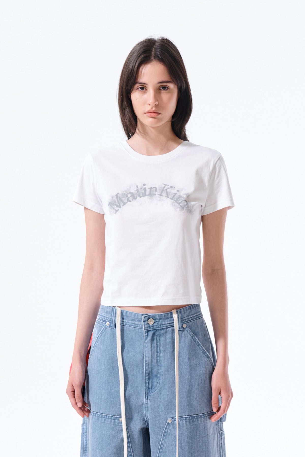 Matin Kim - Matin Kim Arch Logo Crop Top (White) product image 6 | TRAB K-Fashion Australia