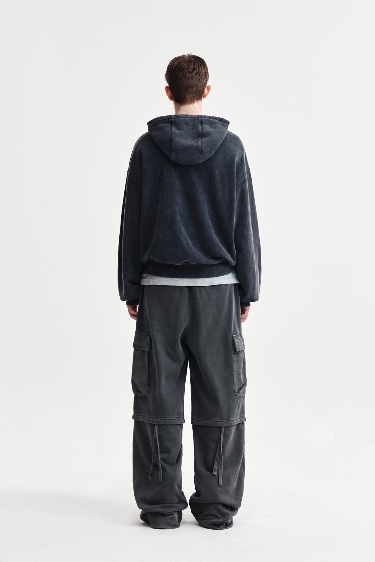 Matin Kim - Zipper Point Washed Hoody (Charcoal) product image 7 | TRAB K-Fashion Australia