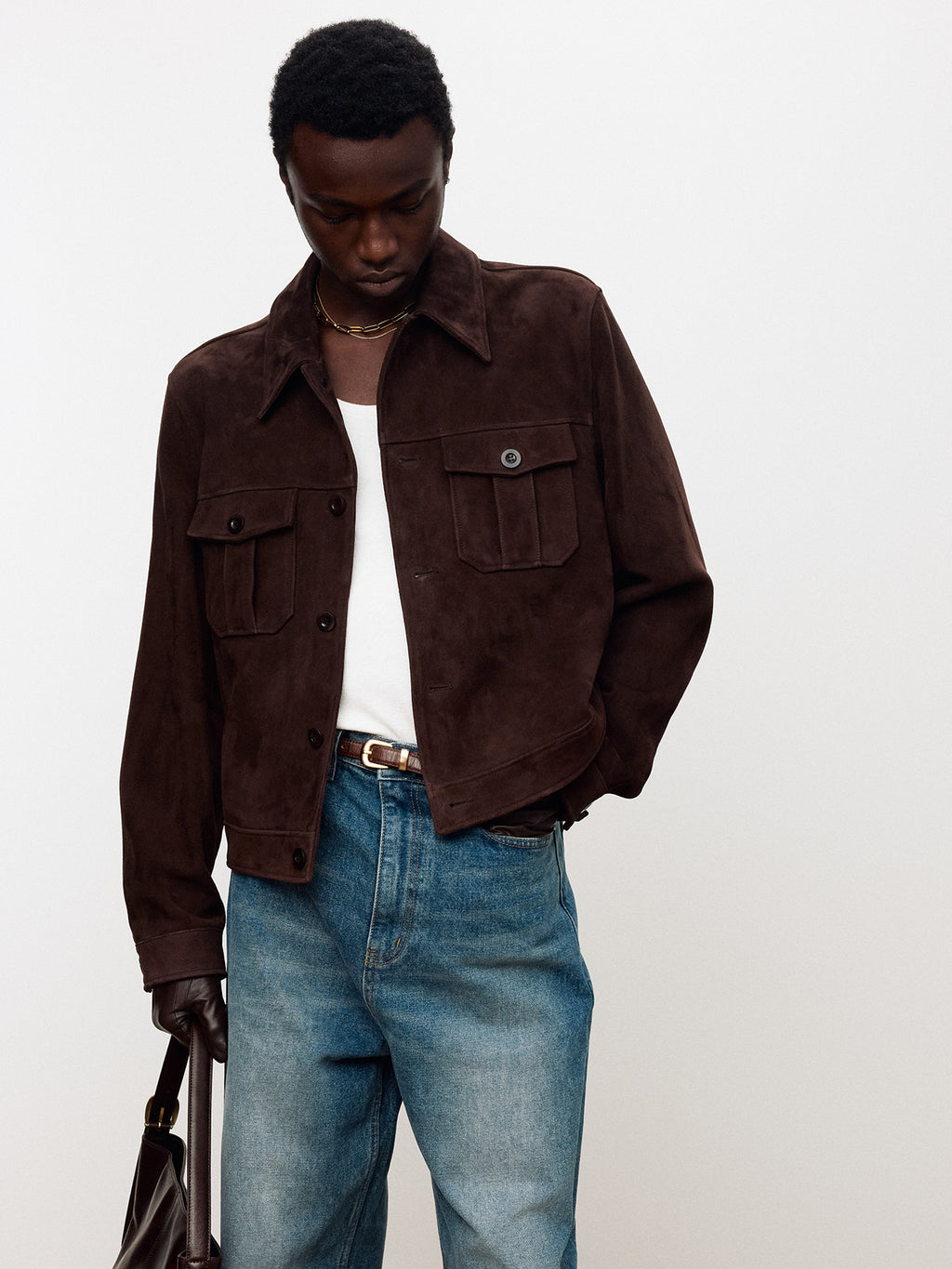 Tonywack - Suede Trucker Jacket (Dark Brown) product image 1 | TRAB K-Fashion Australia