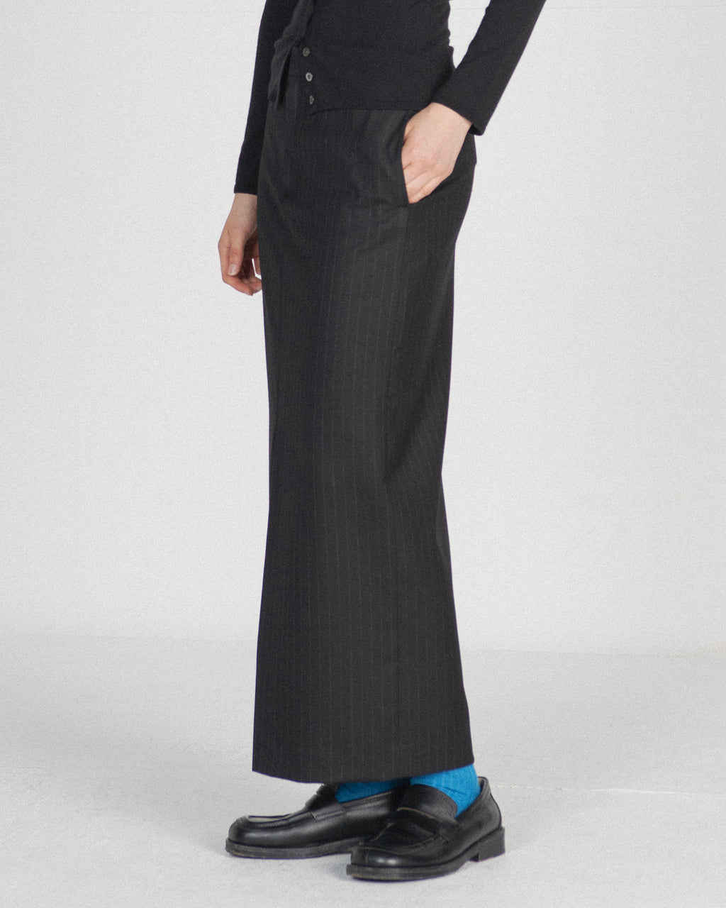 Brownyard - H Line Long Skirt (Black Stripe) product image 3 | TRAB K-Fashion Australia