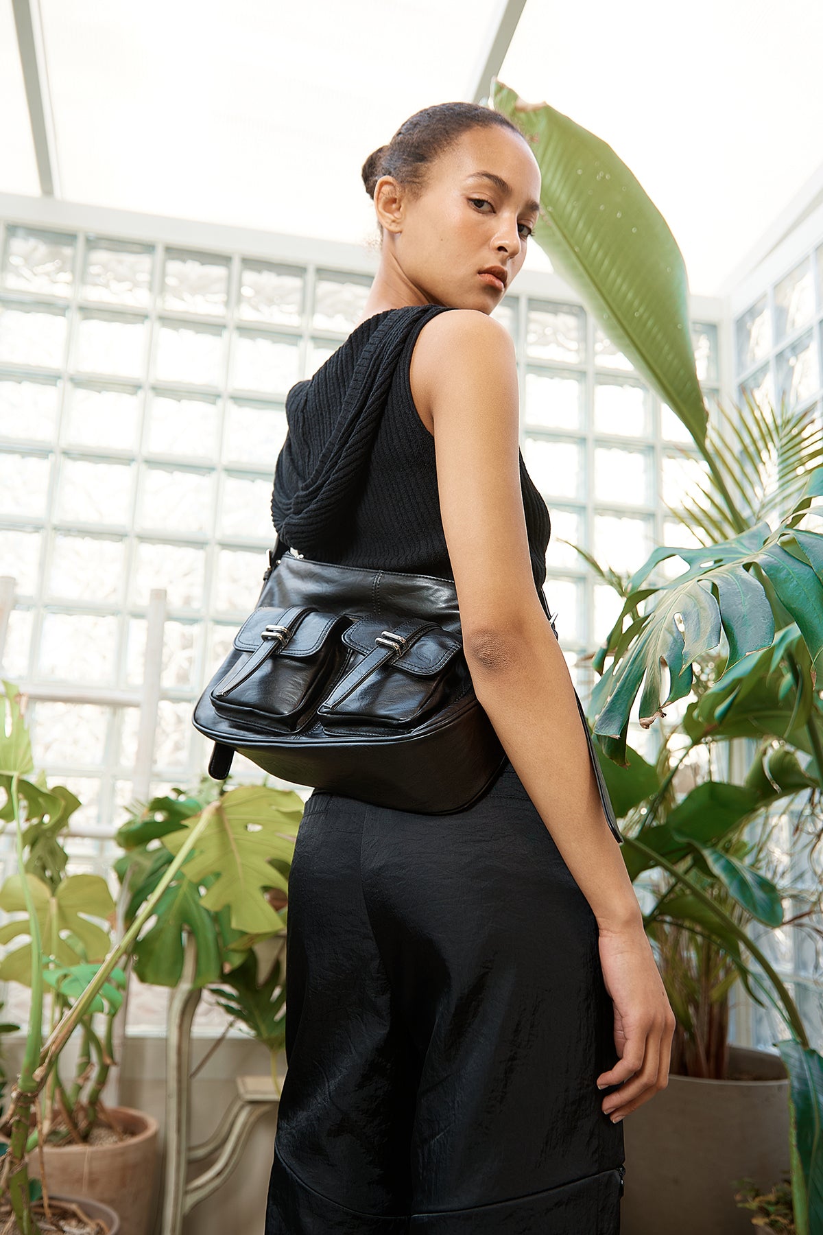 Matin Kim - Wrap Sleeveless Knit Hoody Top (Black) product image 9 | TRAB K-Fashion Australia