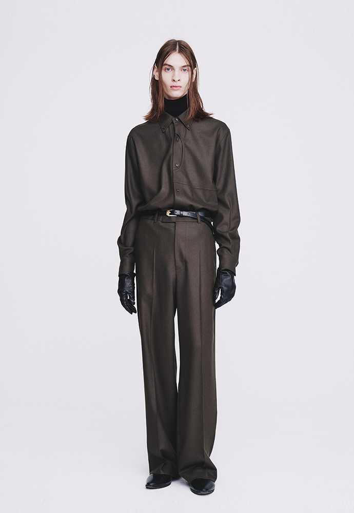 Tonywack - Wool And Cashmere Wide-Leg Trousers (Taupe Brown) product image 1 | TRAB K-Fashion Australia