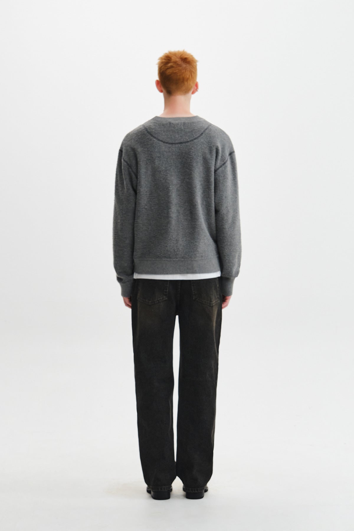 Matin Kim - Boucle Texture Knit Pullover (Grey) product image 9 | TRAB K-Fashion Australia