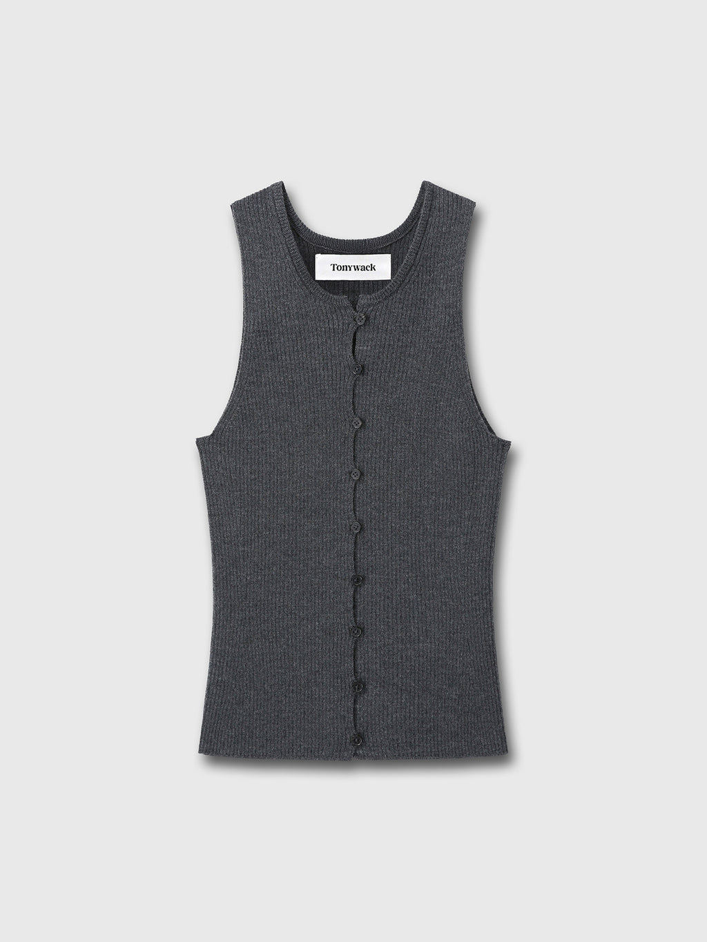 Tonywack - Button Ribbed Sleeveless Cardigan (Charcoal) product image 7 | TRAB K-Fashion Australia